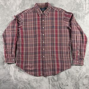 Ralph Lauren Long Sleeve Plaid Shirt Mens XXL Red‎ Casual Button Down Oxford